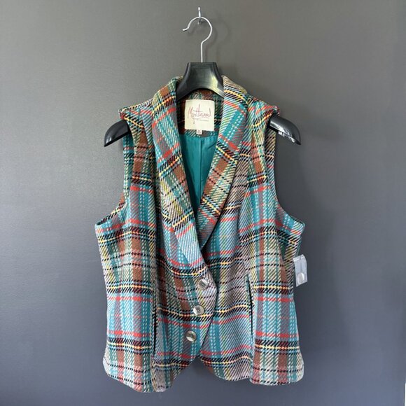 Modcloth Myrtlewood of California Colorful Herringbone Plaid Vest PLUS 2x - Picture 1 of 6